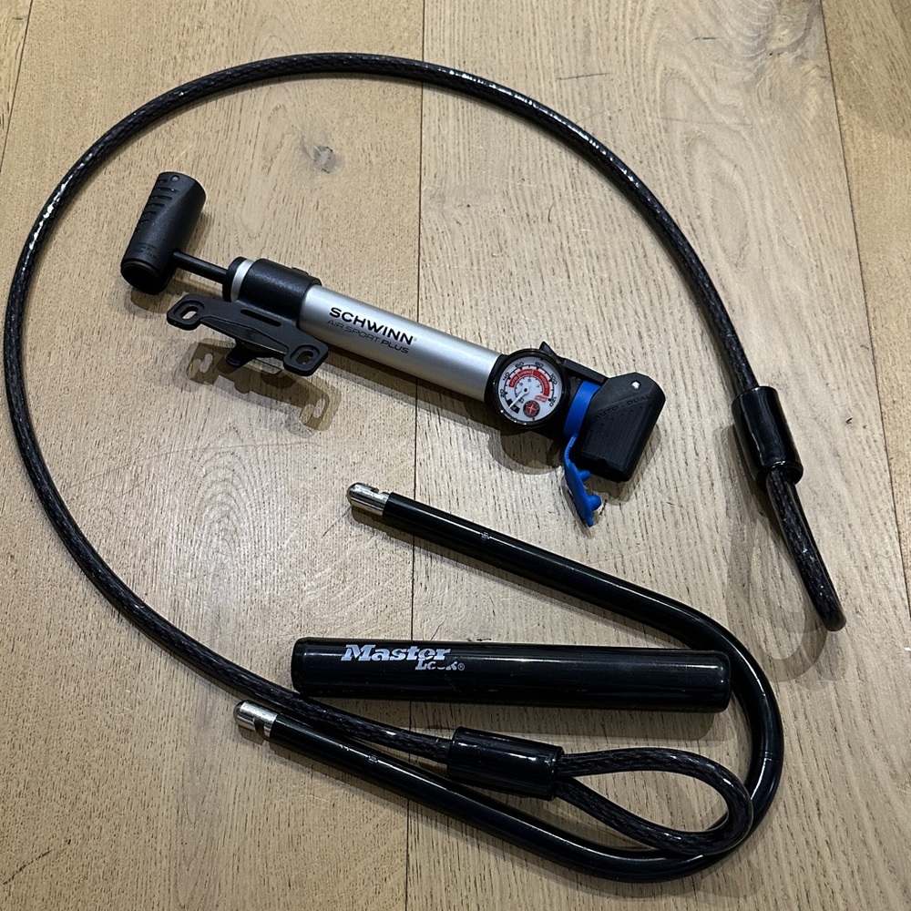 Schwinn Bike Pump and Master Lock Cable